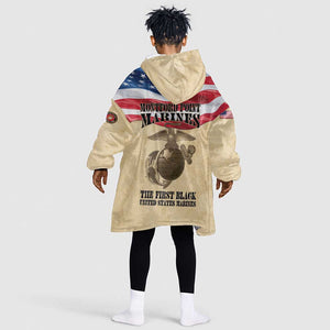 Montford Point Marines Legacy Kid Wearable Blanket Hoodie First Black U.S. Marines - African Pride