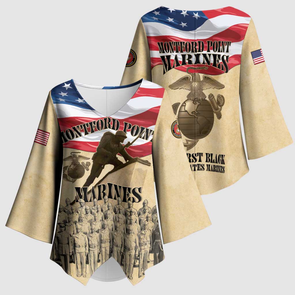 Montford Point Marines 1942-1949 Kimono Sleeve Blouse The First Black Marines