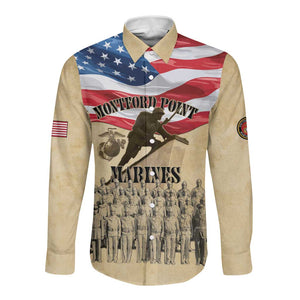 Montford Point Marines Legacy Long Sleeve Button Shirt First Black U.S. Marines - African Pride