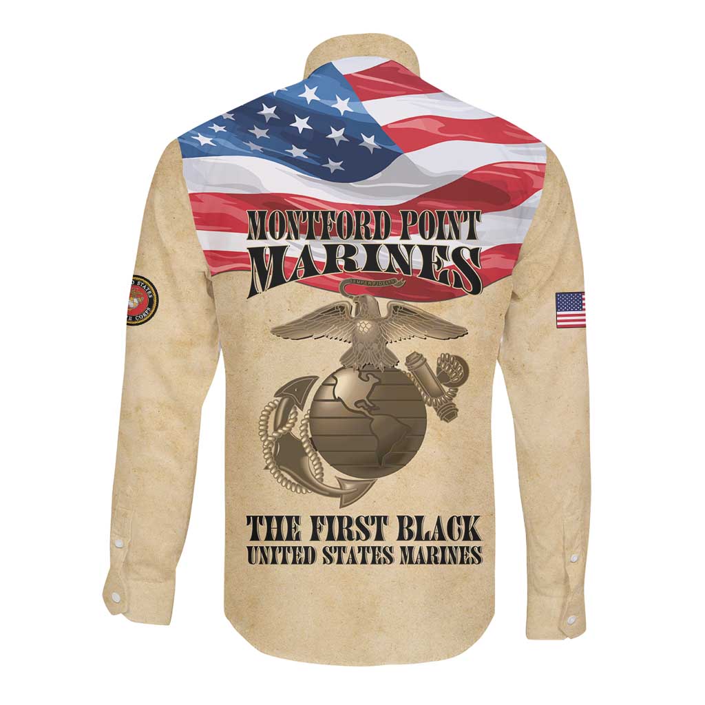 Montford Point Marines Legacy Long Sleeve Button Shirt First Black U.S. Marines - African Pride