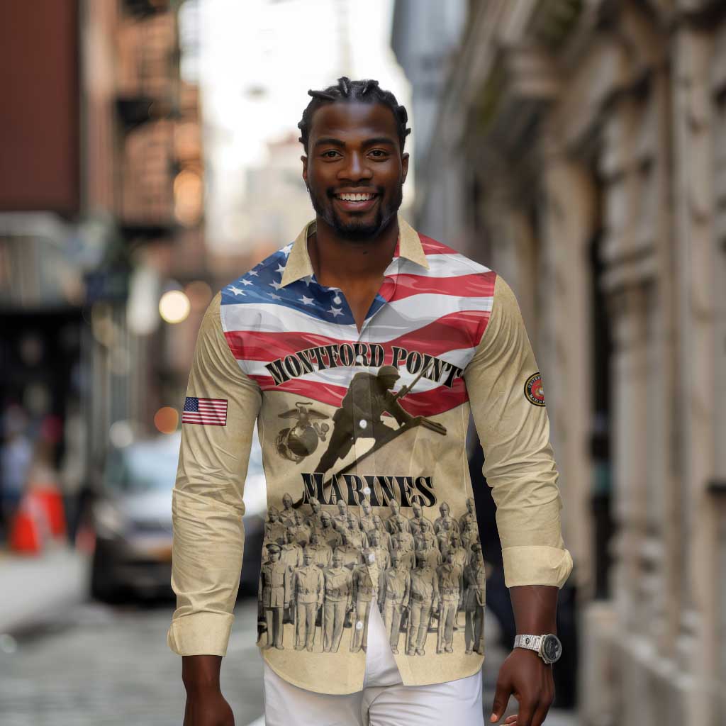 Montford Point Marines Legacy Long Sleeve Button Shirt First Black U.S. Marines - African Pride