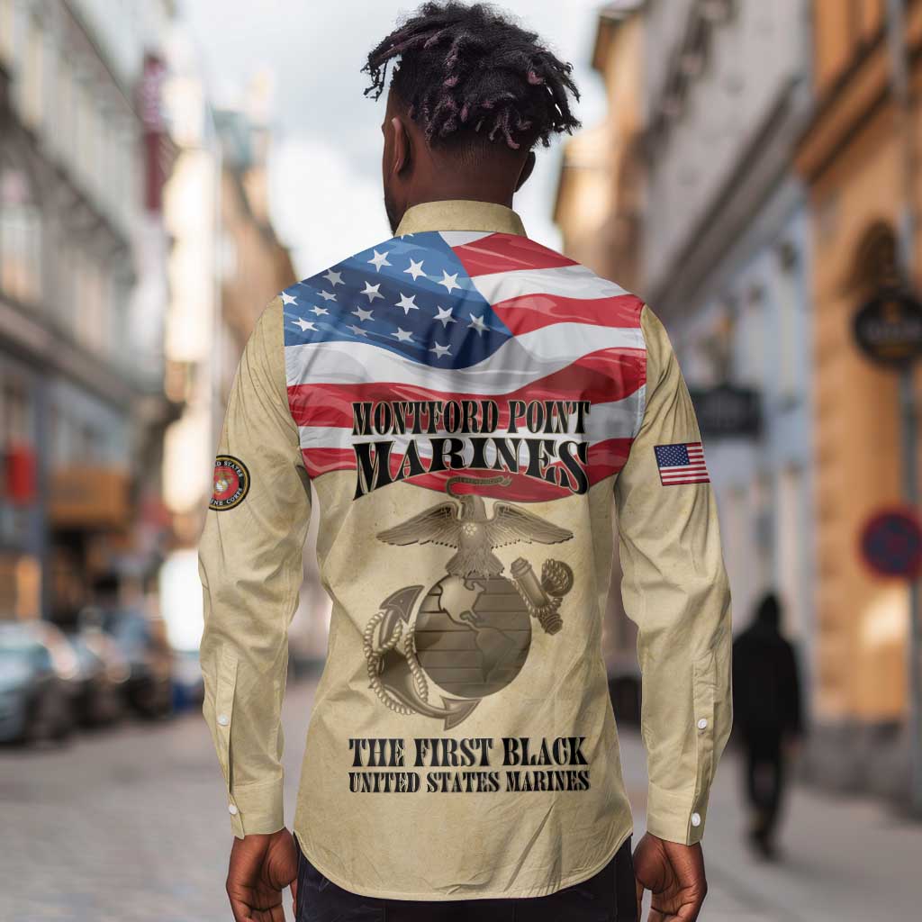 Montford Point Marines Legacy Long Sleeve Button Shirt First Black U.S. Marines - African Pride
