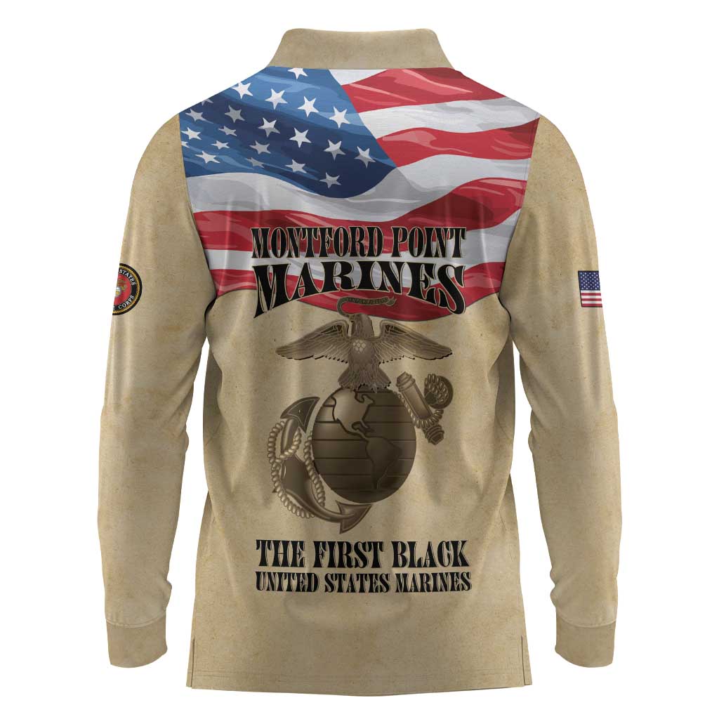 Montford Point Marines Legacy Long Sleeve Polo Shirt First Black U.S. Marines - African Pride