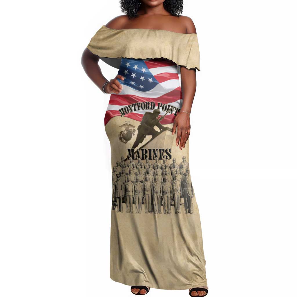 Montford Point Marines Legacy Off Shoulder Maxi Dress First Black U.S. Marines - African Pride