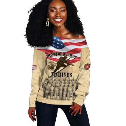 Montford Point Marines Legacy Off Shoulder Sweater First Black U.S. Marines - African Pride