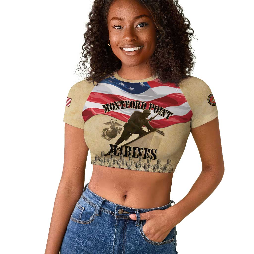 Montford Point Marines Legacy Raglan Cropped T shirt First Black U.S. Marines - African Pride