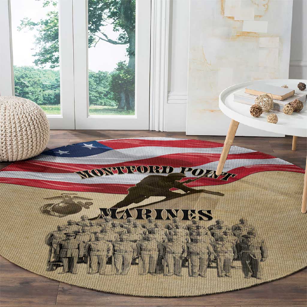 Montford Point Marines Legacy Round Carpet First Black U.S. Marines - African Pride