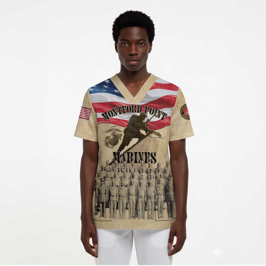 Montford Point Marines Legacy Scrub Top First Black U.S. Marines - African Pride