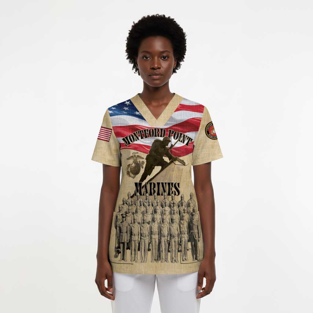 Montford Point Marines Legacy Scrub Top First Black U.S. Marines - African Pride
