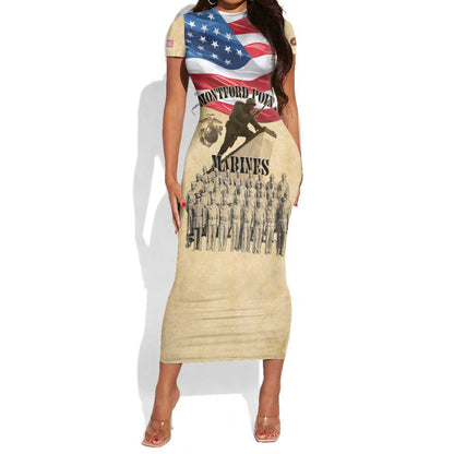 Montford Point Marines Legacy Short Sleeve Bodycon Dress First Black U.S. Marines - African Pride