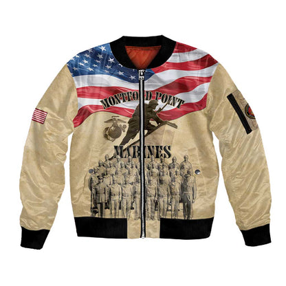 Montford Point Marines Legacy Sleeve Zip Bomber Jacket First Black U.S. Marines - African Pride