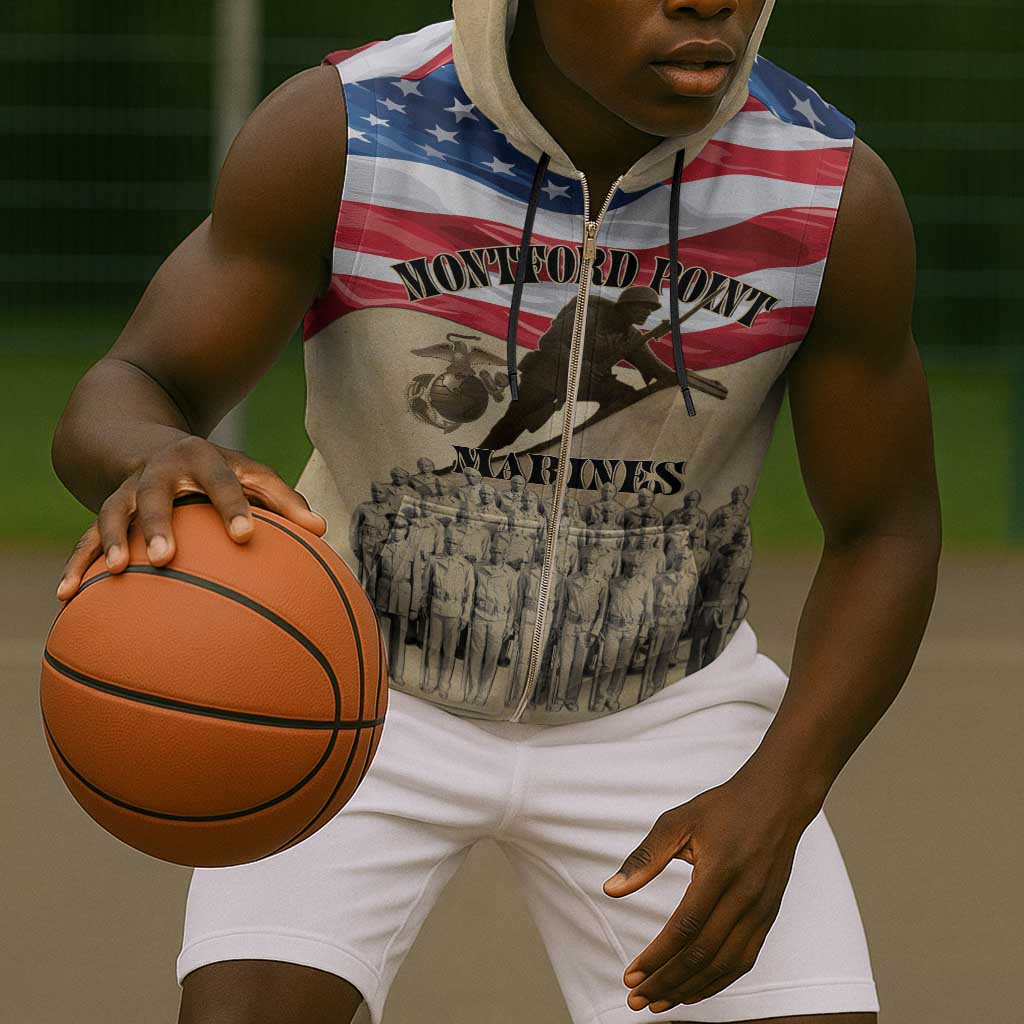 Montford Point Marines Legacy Sleeveless Zip Hoodie First Black U.S. Marines - African Pride