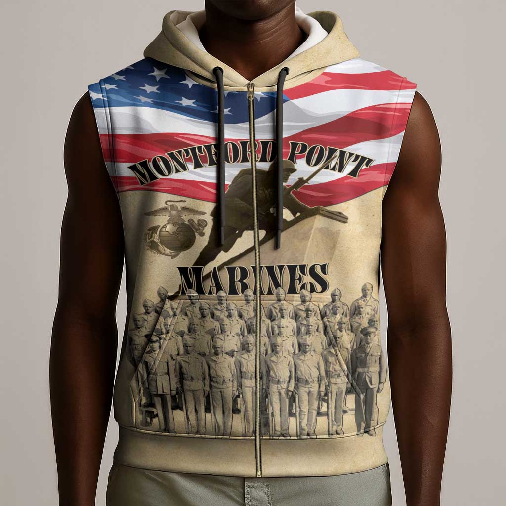 Montford Point Marines Legacy Sleeveless Zip Hoodie First Black U.S. Marines - African Pride