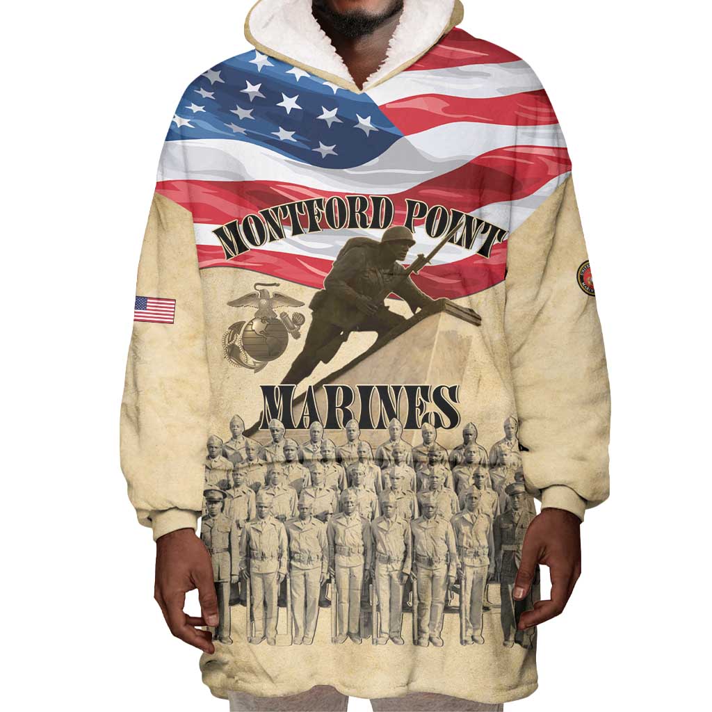 Montford Point Marines Legacy Wearable Blanket Hoodie First Black U.S. Marines - African Pride