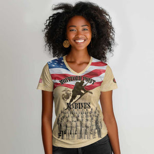 Montford Point Marines Legacy Women V-Neck T-Shirt First Black U.S. Marines - African Pride