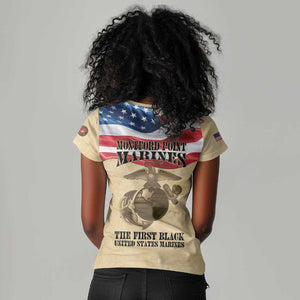 Montford Point Marines Legacy Women V-Neck T-Shirt First Black U.S. Marines - African Pride