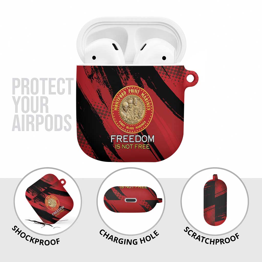 Proud to Honor Montford Point Marines AirPods Case Freedom Is Not Free - Red