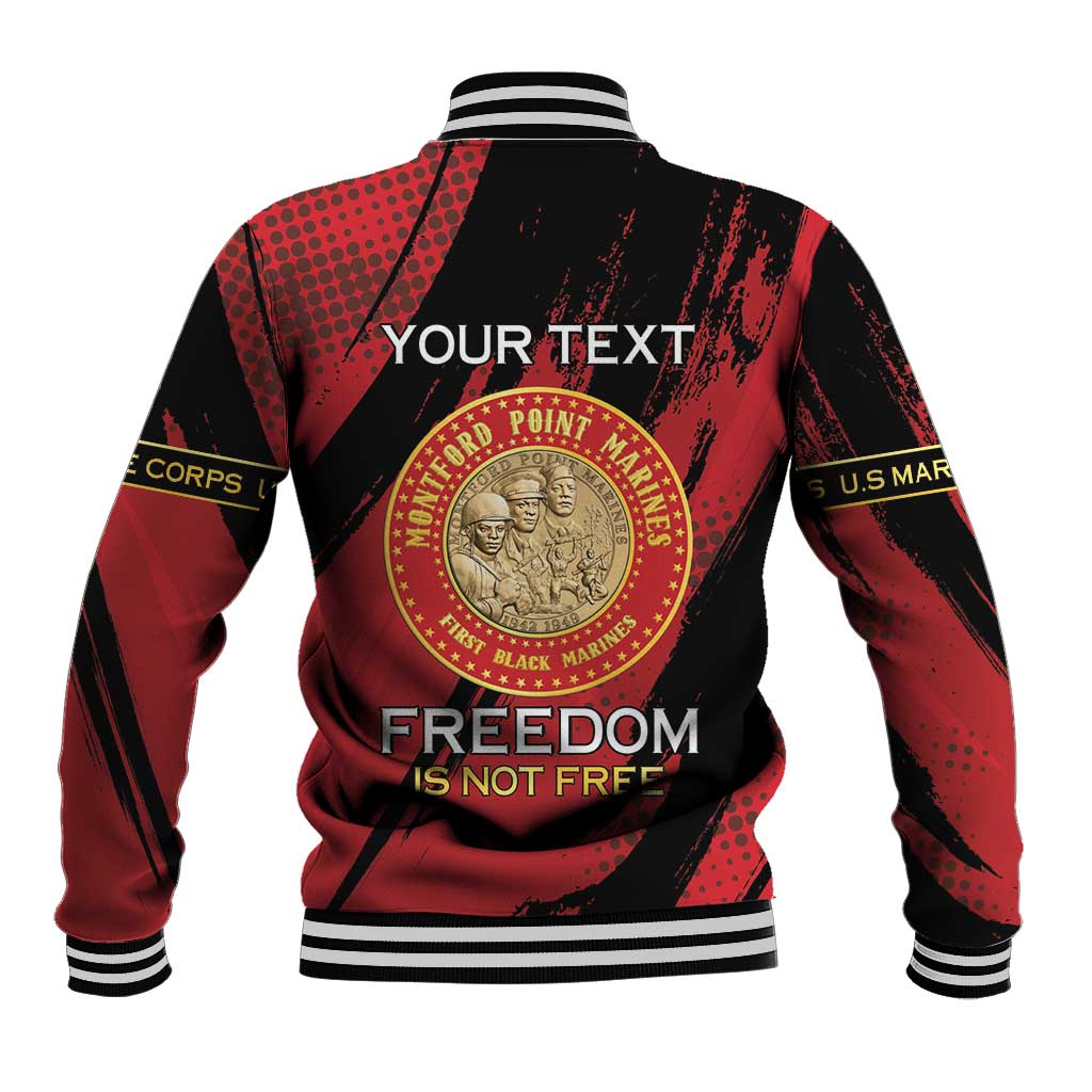 Personalized Honoring the First Black Marines Baseball Jacket Montford Point Heroes - Red - African Pride