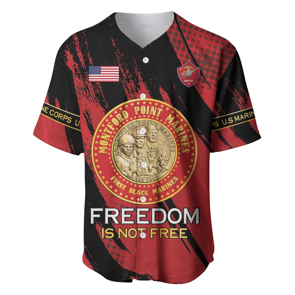 Personalized Honoring the First Black Marines Baseball Jersey Montford Point Heroes - Red - African Pride