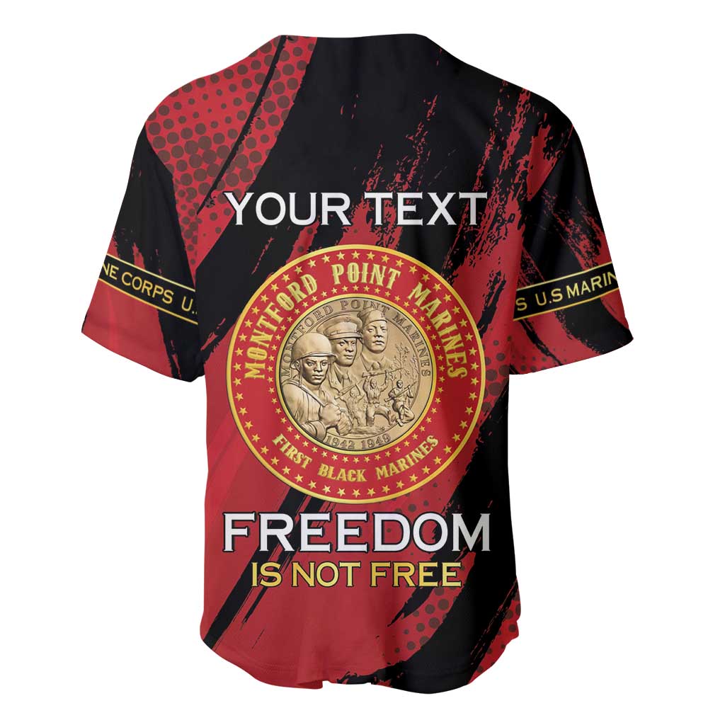Personalized Honoring the First Black Marines Baseball Jersey Montford Point Heroes - Red - African Pride