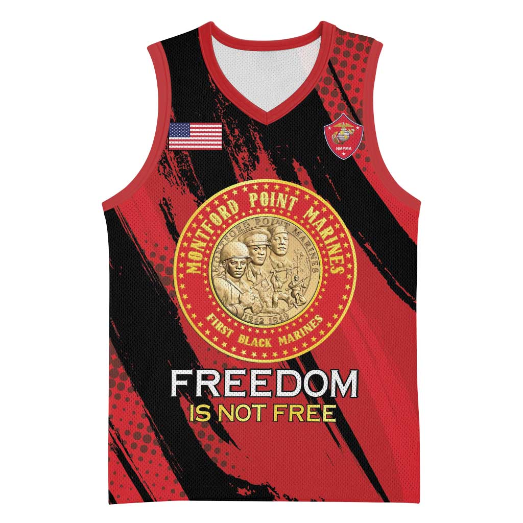 Personalized Honoring the First Black Marines Basketball Jersey Montford Point Heroes - Red - African Pride