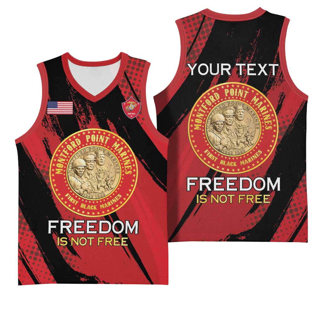 Personalized Honoring the First Black Marines Basketball Jersey Montford Point Heroes - Red - African Pride