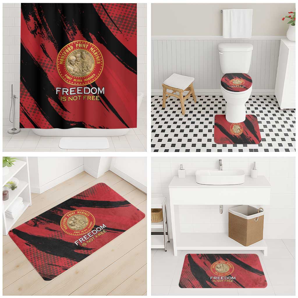 Proud to Honor Montford Point Marines Bathroom Set Freedom Is Not Free - Red