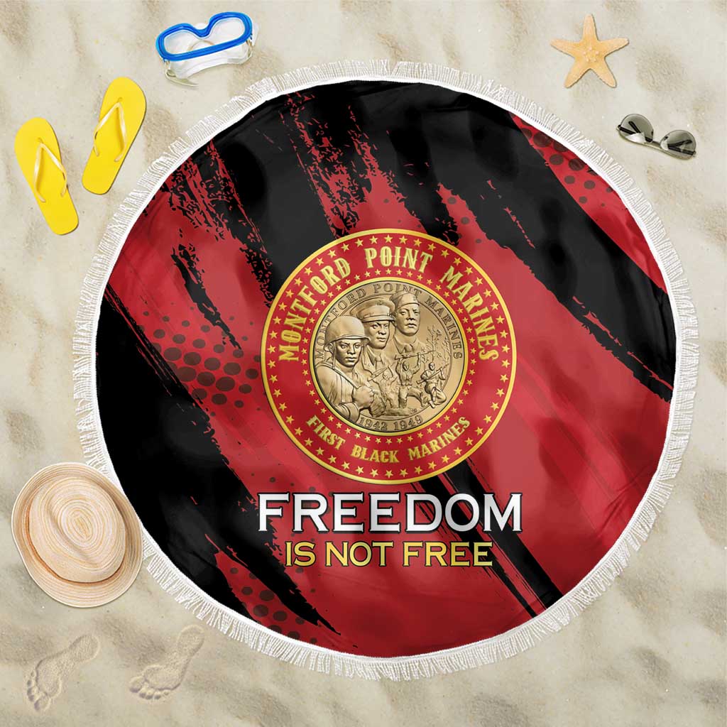 Honoring the First Black Marines Beach Blanket Montford Point Heroes - Red - African Pride