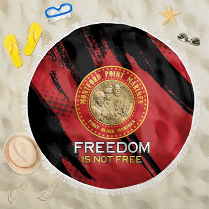 Honoring the First Black Marines Beach Blanket Montford Point Heroes - Red - African Pride