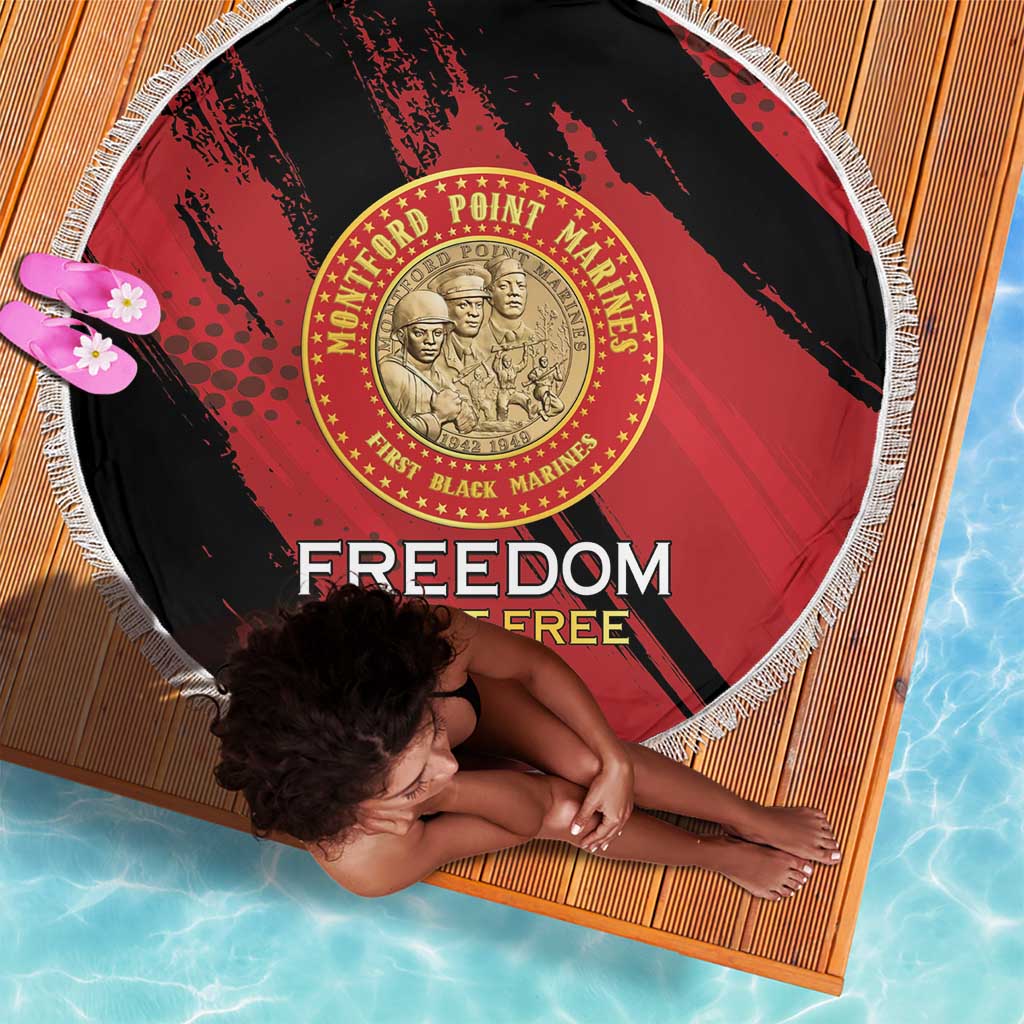 Honoring the First Black Marines Beach Blanket Montford Point Heroes - Red - African Pride