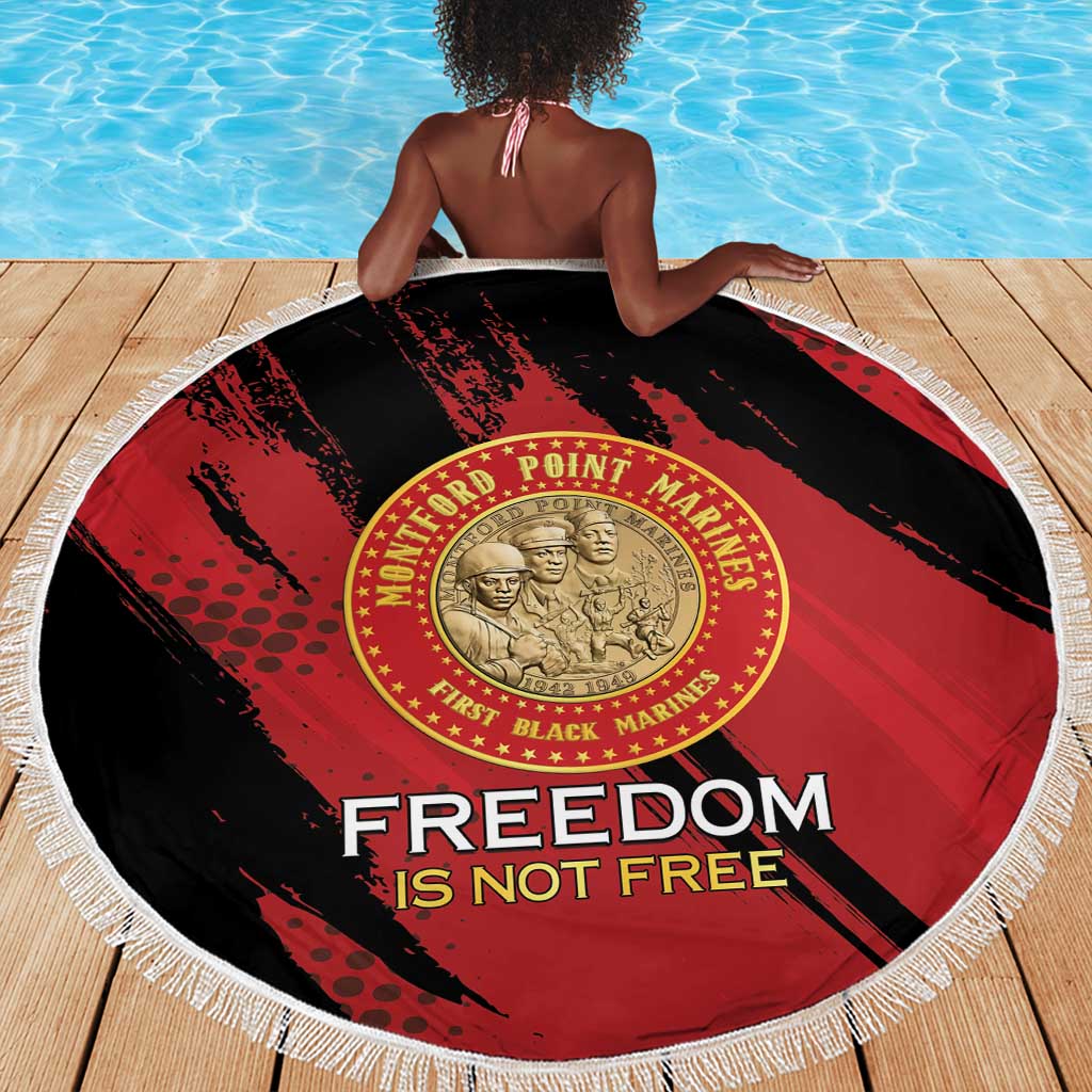 Honoring the First Black Marines Beach Blanket Montford Point Heroes - Red - African Pride