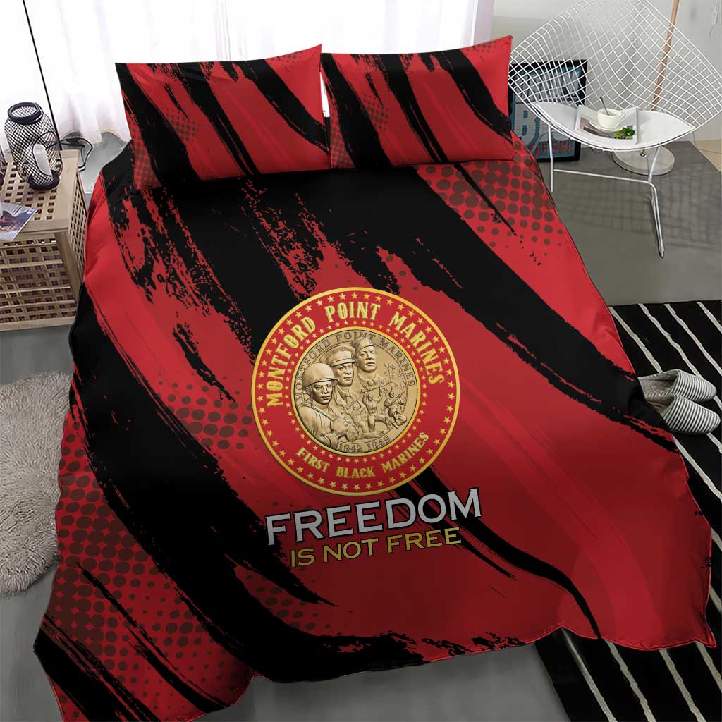 Honoring the First Black Marines Bedding Set Montford Point Heroes - Red - African Pride