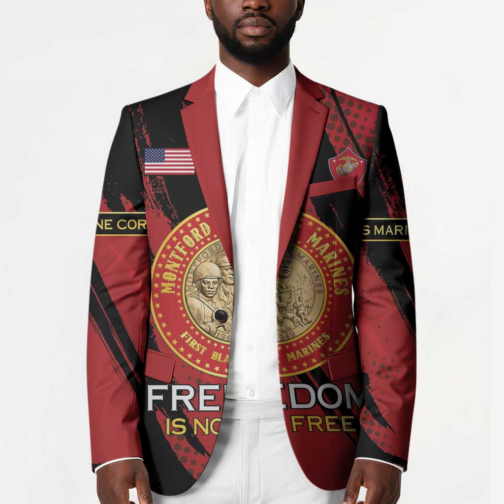 Personalized Proud to Honor Montford Point Marines Blazer Freedom Is Not Free - Red