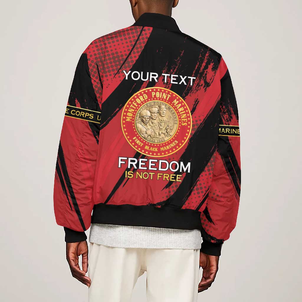Personalized Honoring the First Black Marines Bomber Jacket Montford Point Heroes - Red - African Pride