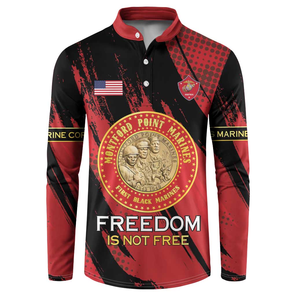 Personalized Proud to Honor Montford Point Marines Button Sweatshirt Freedom Is Not Free - Red