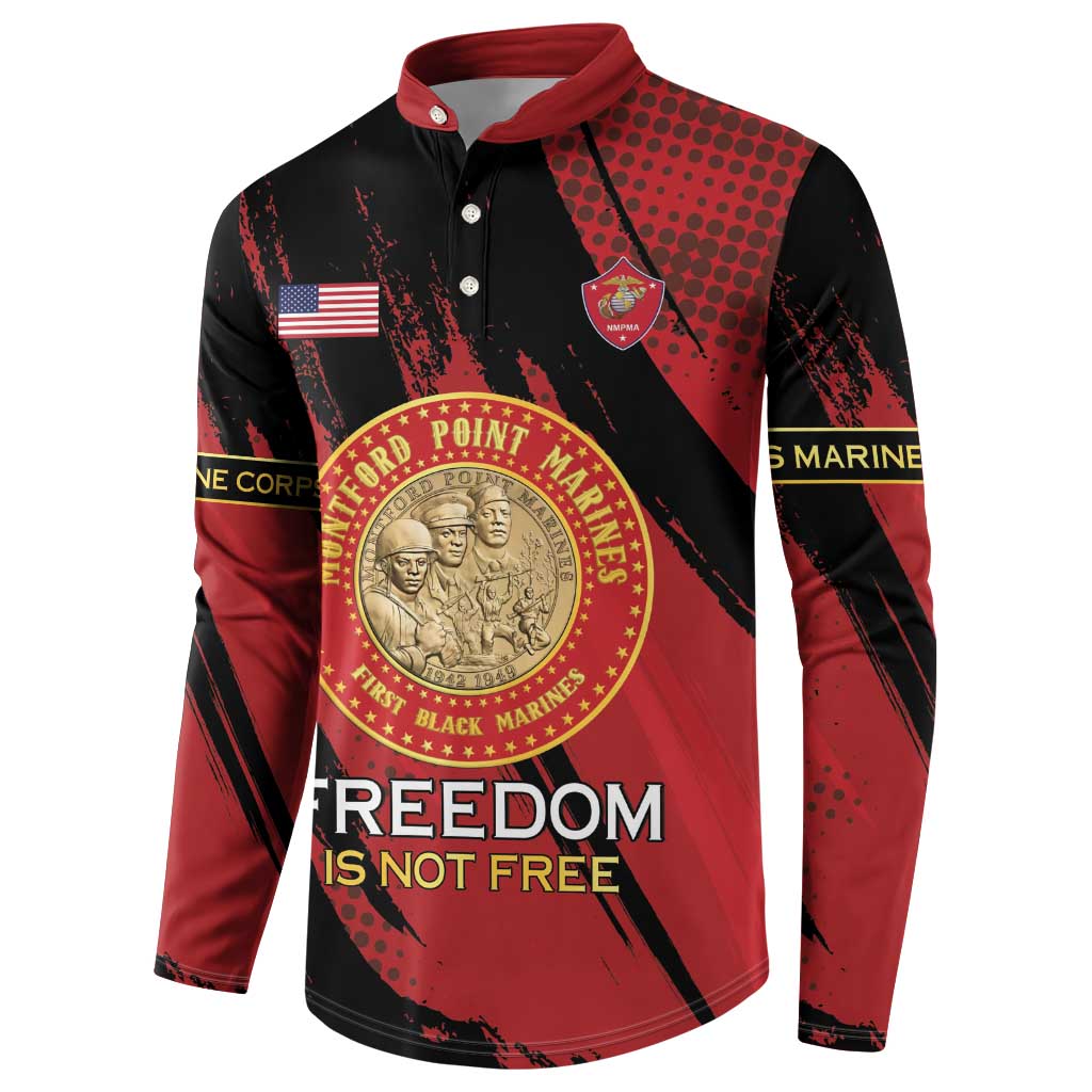 Personalized Proud to Honor Montford Point Marines Button Sweatshirt Freedom Is Not Free - Red