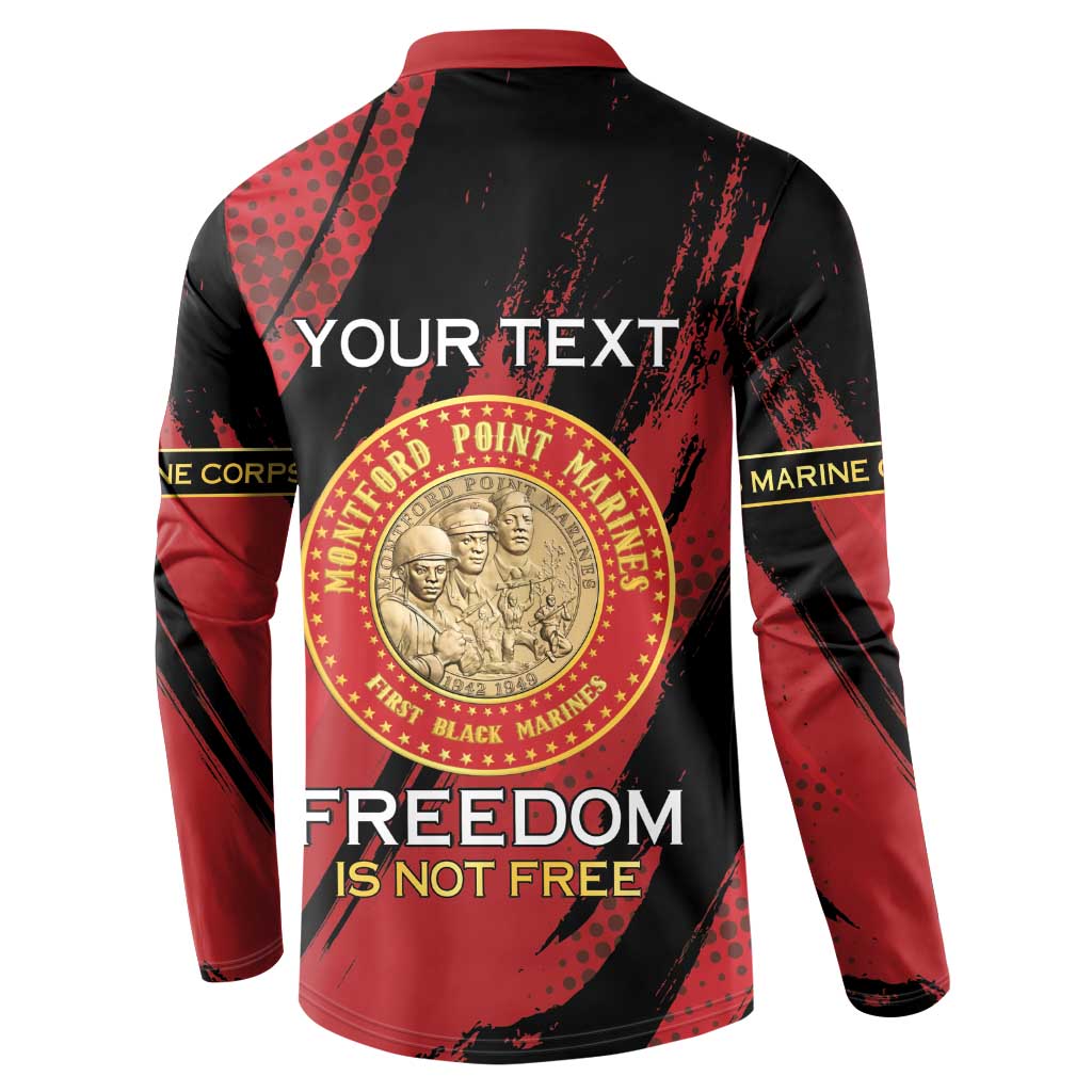 Personalized Proud to Honor Montford Point Marines Button Sweatshirt Freedom Is Not Free - Red