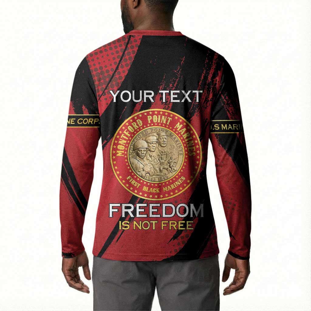 Personalized Proud to Honor Montford Point Marines Button Sweatshirt Freedom Is Not Free - Red