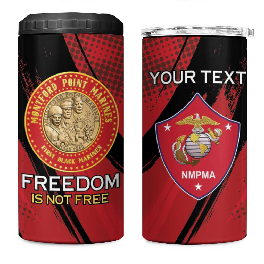 Personalized Honoring the First Black Marines 4 in 1 Can Cooler Tumbler Montford Point Heroes - Red - African Pride