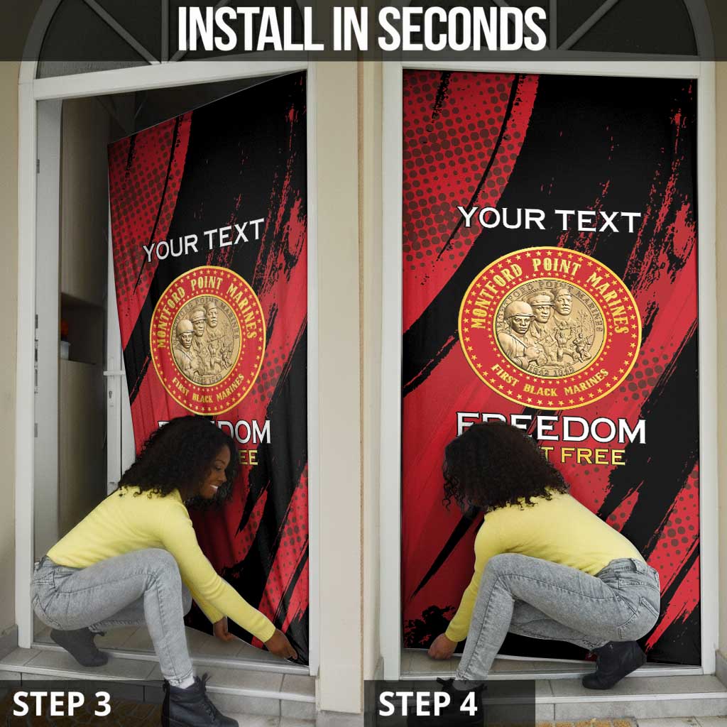 Personalized Proud to Honor Montford Point Marines Door Cover Freedom Is Not Free - Red