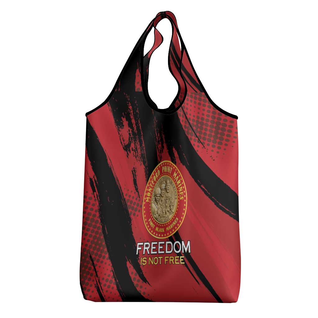 Honoring the First Black Marines Grocery Bag Montford Point Heroes - Red - African Pride