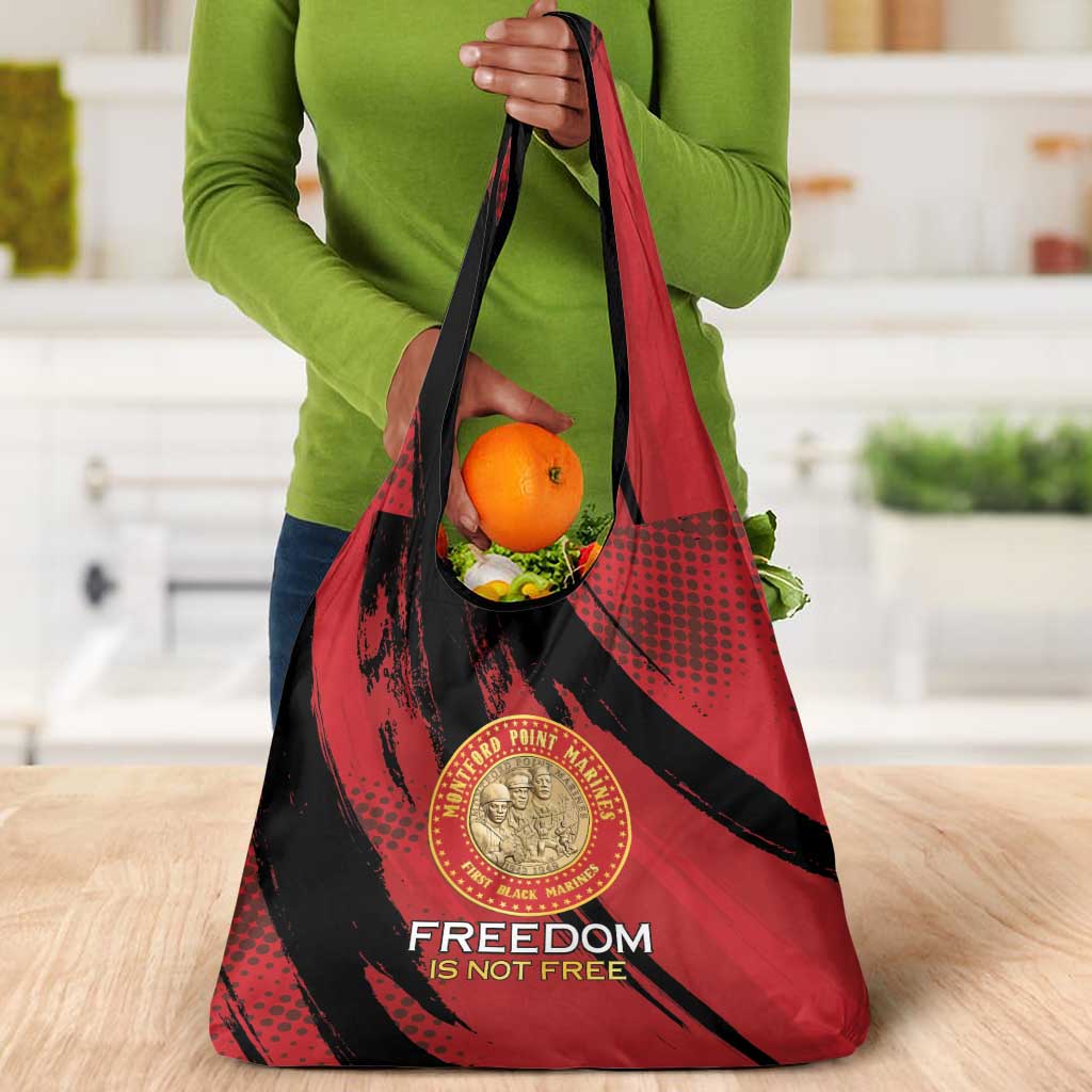 Honoring the First Black Marines Grocery Bag Montford Point Heroes - Red - African Pride