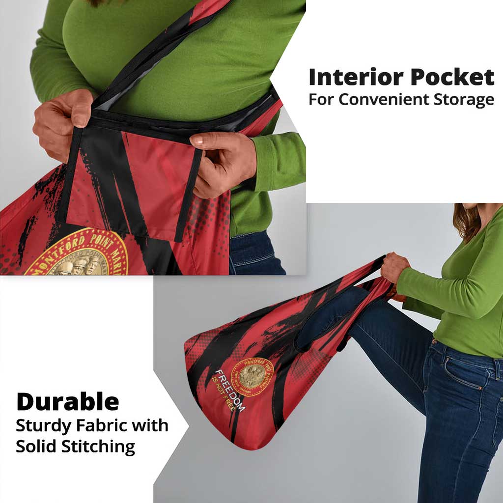 Honoring the First Black Marines Grocery Bag Montford Point Heroes - Red - African Pride