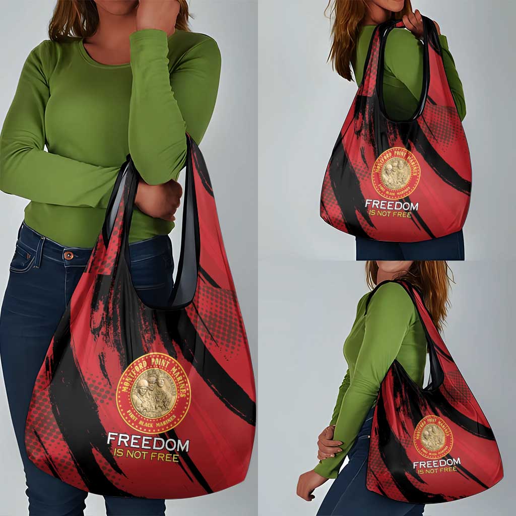 Honoring the First Black Marines Grocery Bag Montford Point Heroes - Red - African Pride