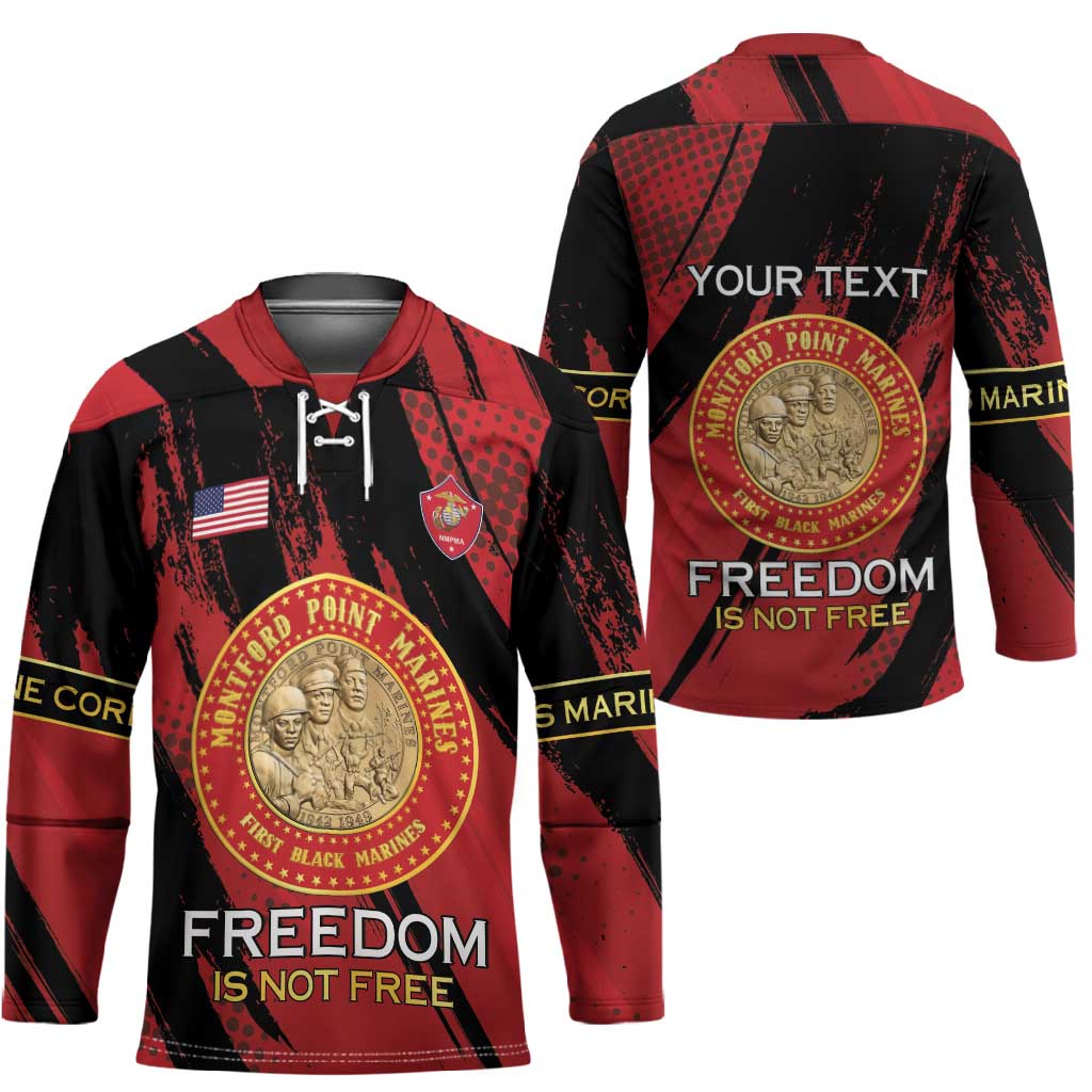 Personalized Proud to Honor Montford Point Marines Hockey Jersey Freedom Is Not Free - Red