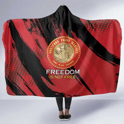 Honoring the First Black Marines Hooded Blanket Montford Point Heroes - Red - African Pride
