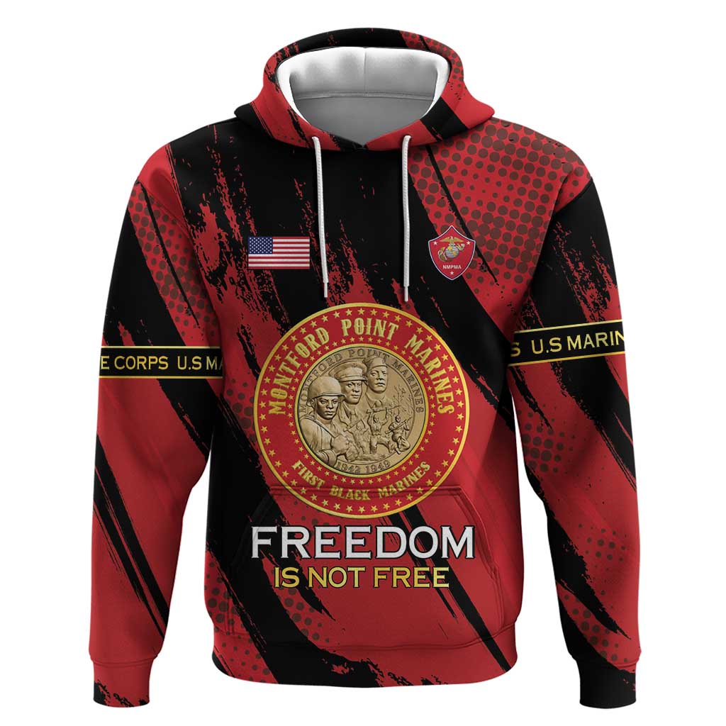Personalized Honoring the First Black Marines Hoodie Montford Point Heroes - Red - African Pride