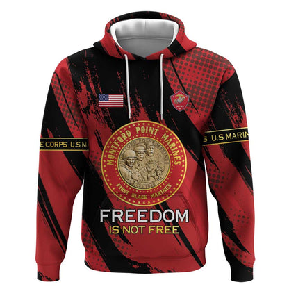 Personalized Honoring the First Black Marines Hoodie Montford Point Heroes - Red - African Pride