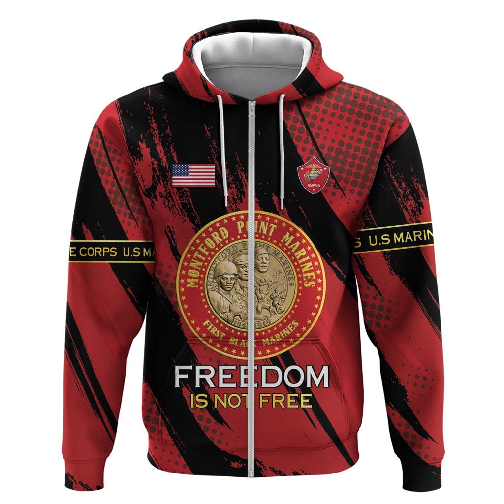 Personalized Honoring the First Black Marines Hoodie Montford Point Heroes - Red - African Pride