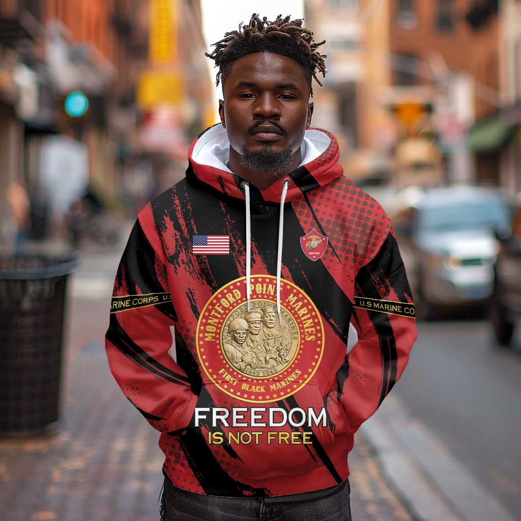 Personalized Honoring the First Black Marines Hoodie Montford Point Heroes - Red - African Pride